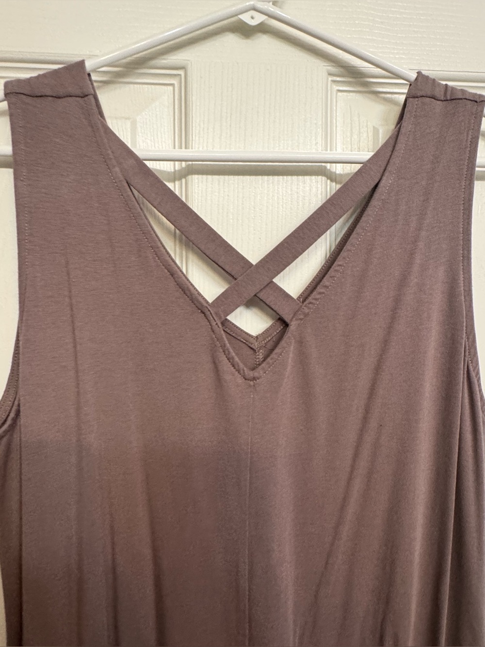 AnyBody QVC Taupe Criss Cross Back Maxi Dress Size Large Petite - Picture 4 of 7